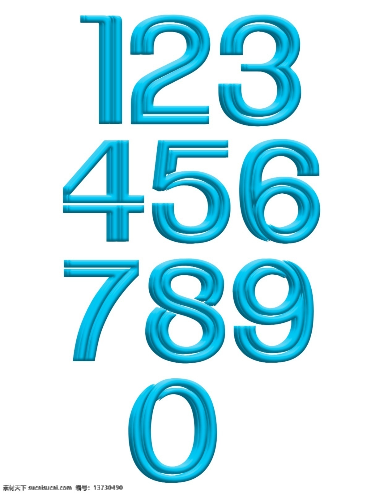 手绘 蓝色 线条 数字 合集 艺术 字 艺术字 立体 创意 3d艺术字 数字合集