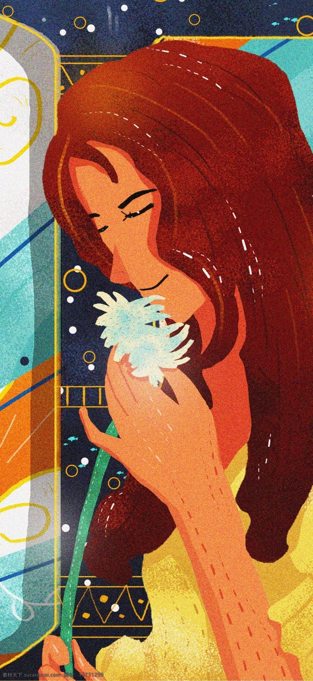双子座 十二星座 女孩 星空 治愈 系 插画 壁纸 祥云 装饰 梦幻 治愈系 插画壁纸 星座 浪漫 卡通