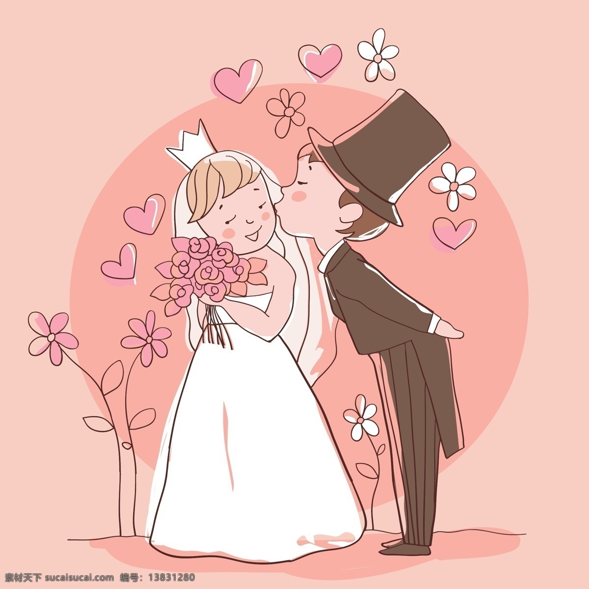 粉色底图 婚礼娃娃 卡通 情侣 矢量 卡通人物 可爱素材 情侣婚纱 婚纱 模板下载 卡通婚纱娃娃 可爱小儿 心形粉色底图 psd源文件 儿童 写真 相册 模板
