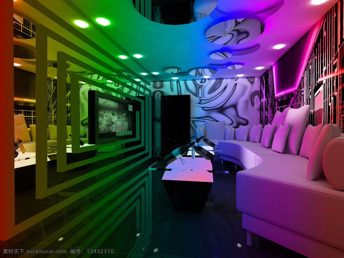 ktv效果图 ktv 包厢 沙发 灯光 彩色 效果图 3d 室内 3d作品 3d设计