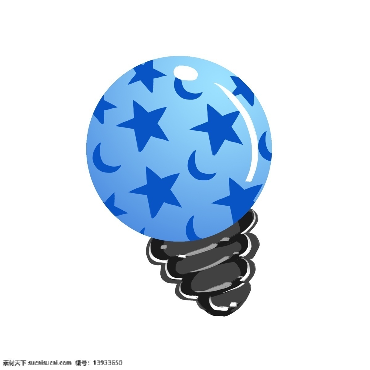 蓝色 灯泡 卡通 插画 蓝色的灯泡 卡通插画 灯泡插画 照明 光亮 明亮 电能 光能 节能的灯泡