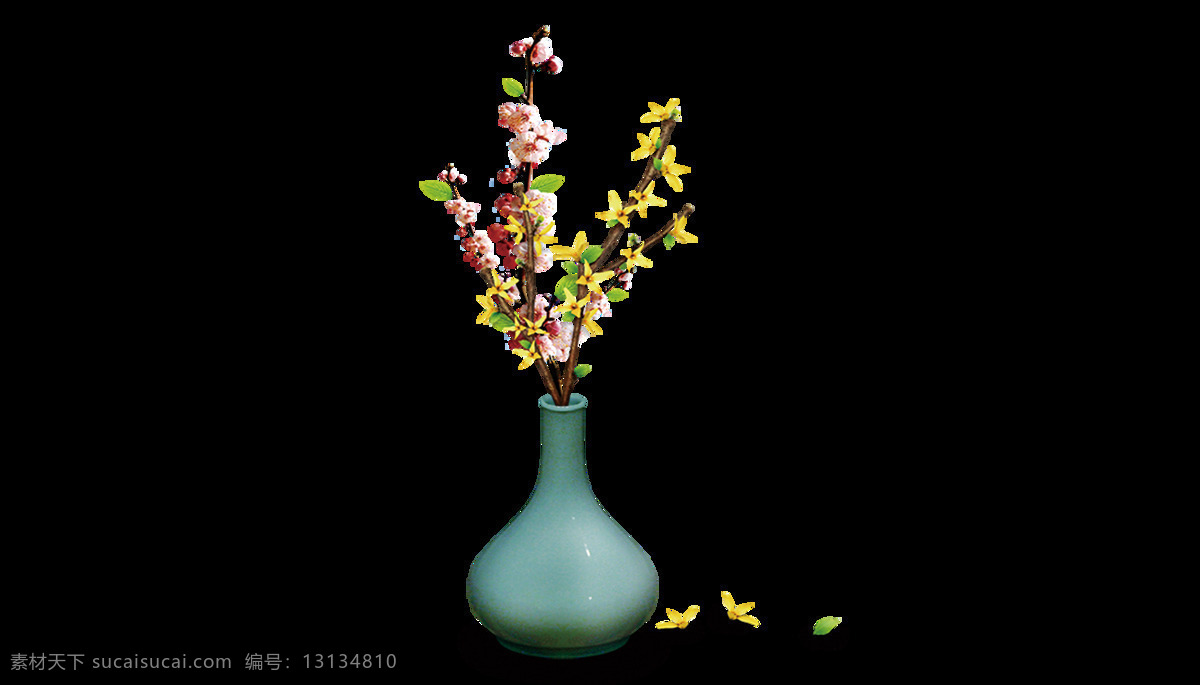 腊梅 花束 花瓶 元素 png元素 海报 免抠元素 清新 透明元素 中国风