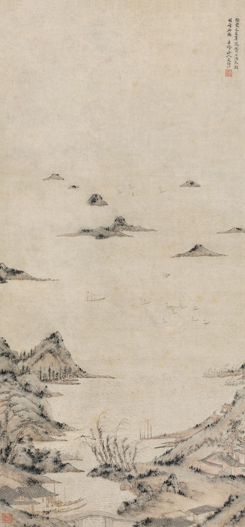 太湖泛舟图 国画 文伯仁 太湖 泛舟 绘画书法 文化艺术