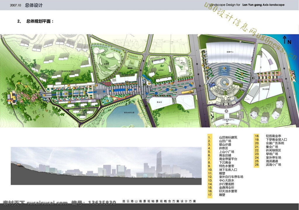 连云港 山海 城市 景观 轴 概念 方案 园林 方案文本 道路 规划 白色