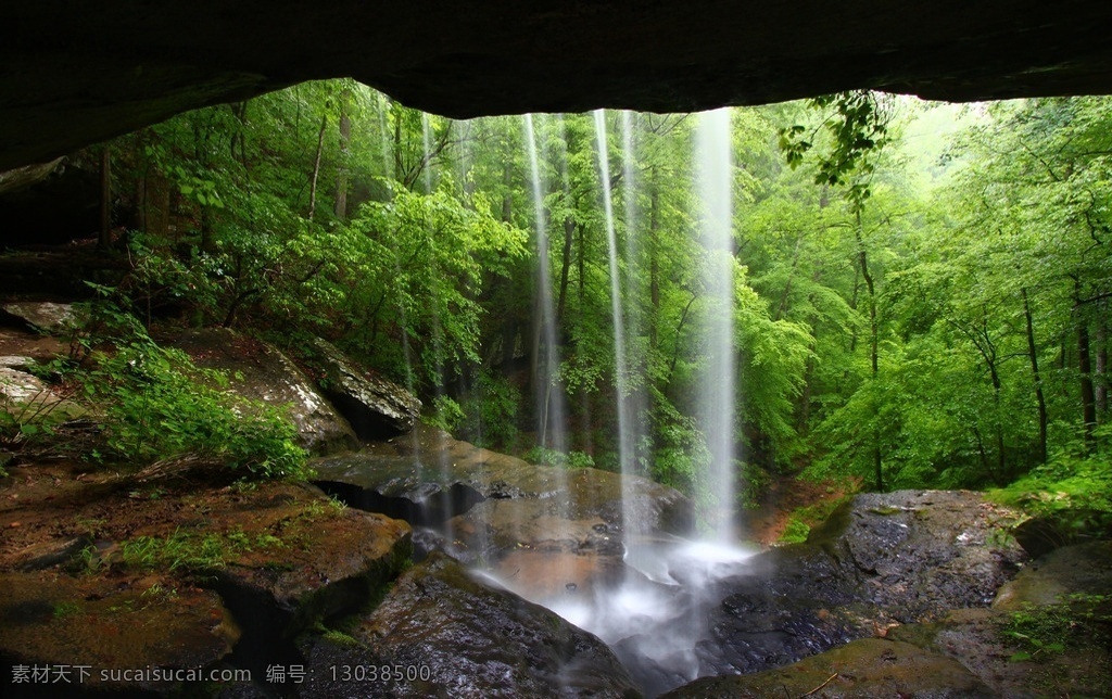 瀑布 森林 丛林 树林 河流 洞穴 水帘洞 自然景观 山水风景
