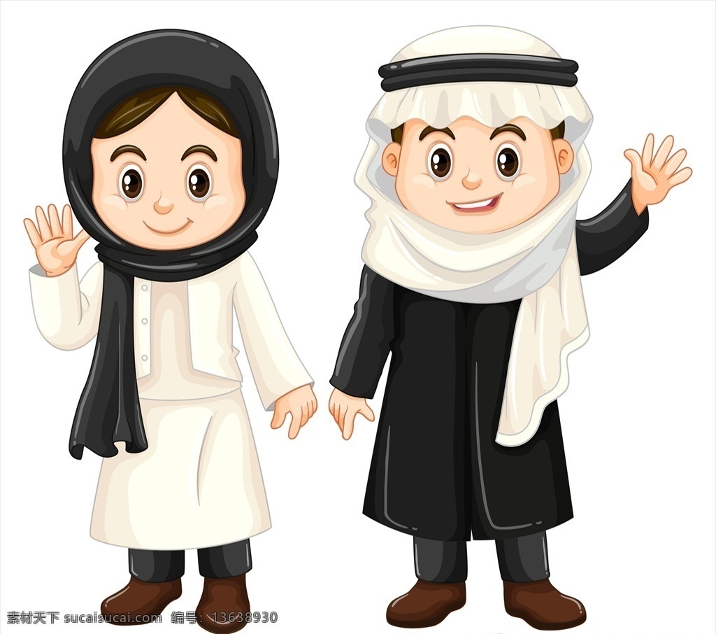 穆斯林儿童 民族 阿拉伯人 卡通人物 手绘人物 儿童 小孩 卡通设计
