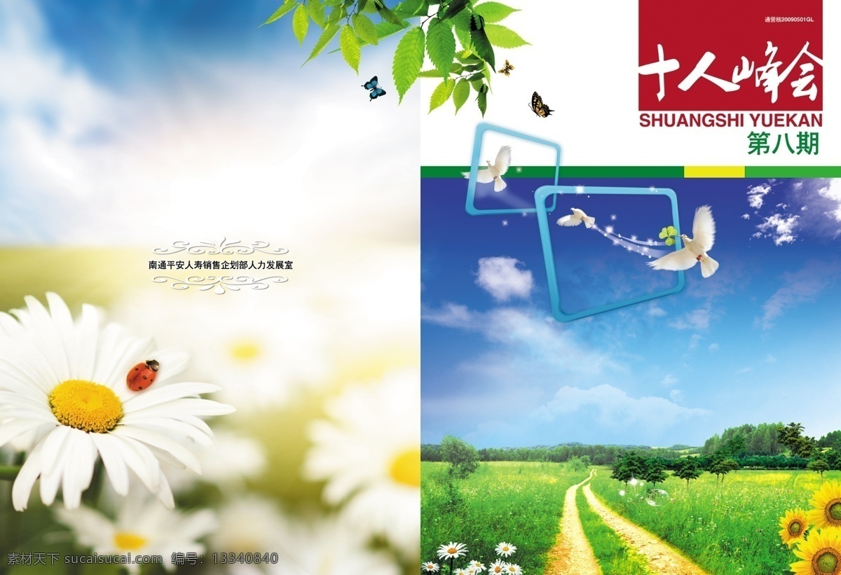 春天 广告设计模板 花朵 画册 画册设计 菊花 向日葵 燕子 杂志 封面 模板下载 杂志封面 叶子 源文件 其他画册封面