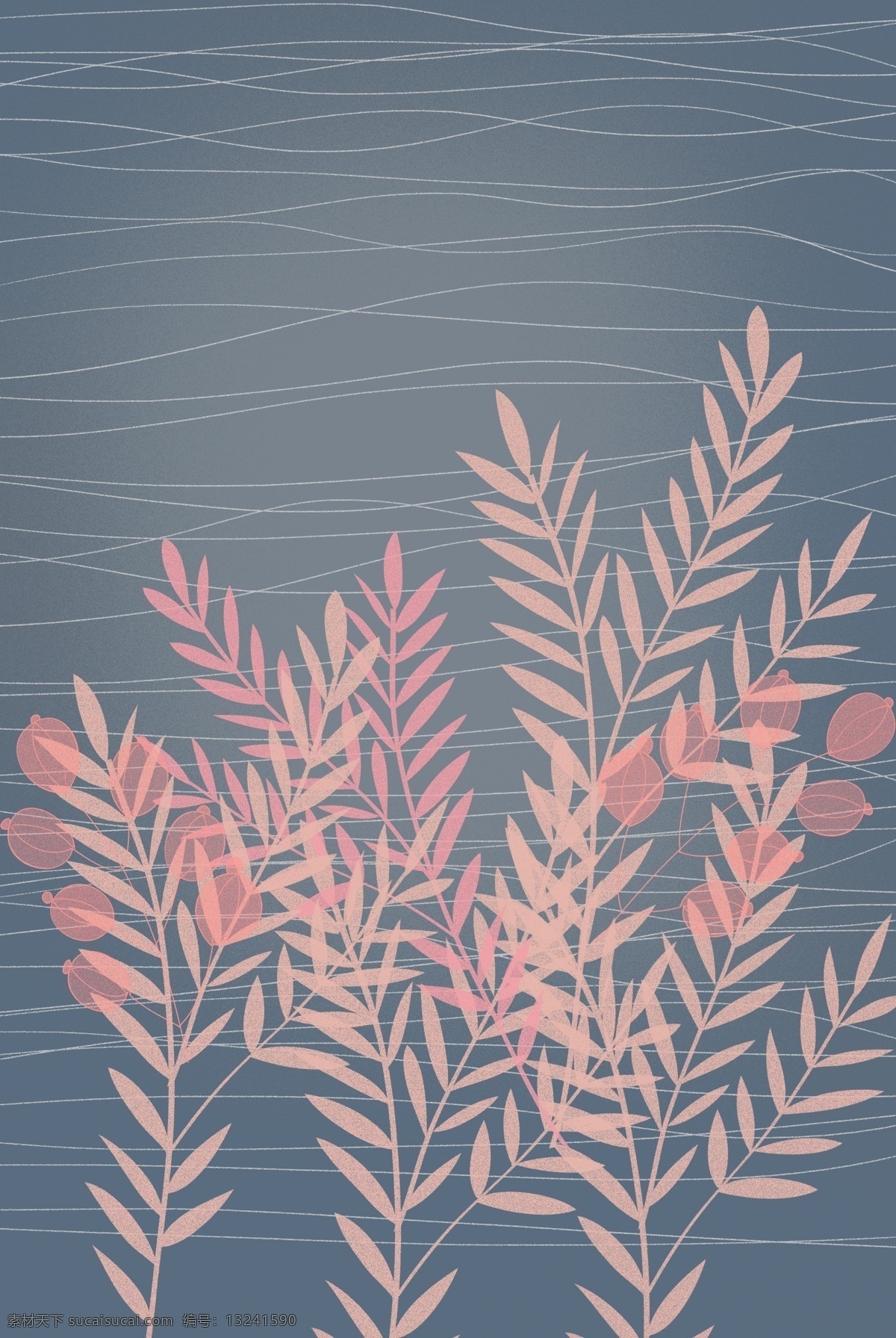 手绘 小 清新 植物 海报 背景 小清新 叶子 小草 草丛
