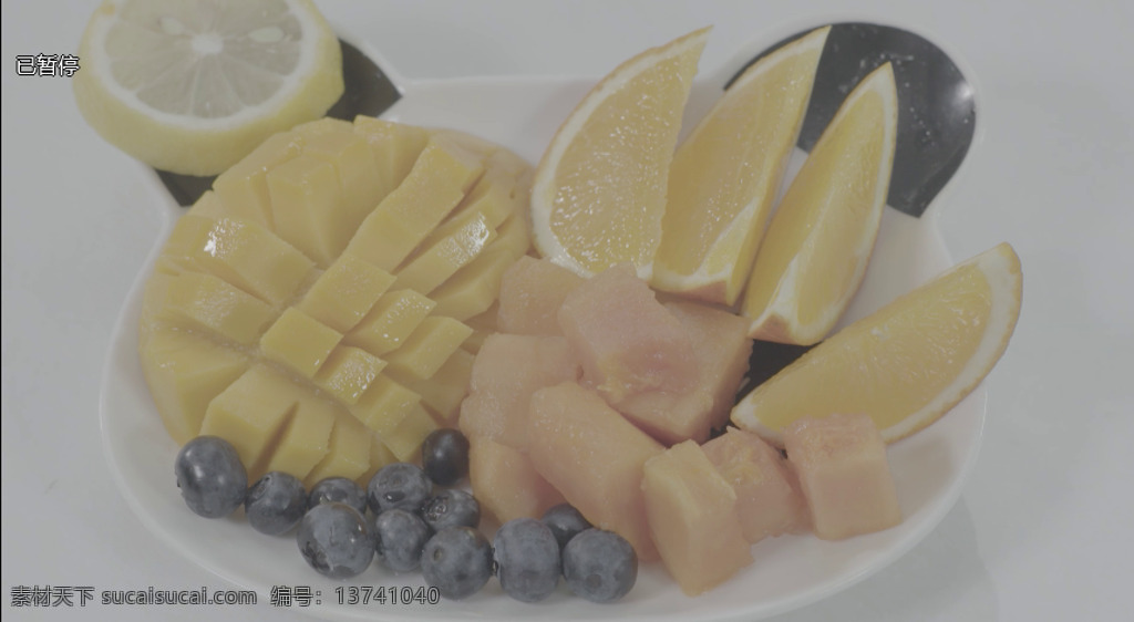 灰度 log 水果 黄色 系 切 配 柠檬 橙子 芒果 蓝莓 木瓜