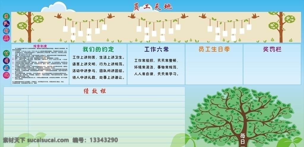 餐厅员工天地 员工守则 员工天地展板 员工天地守则 展板模板