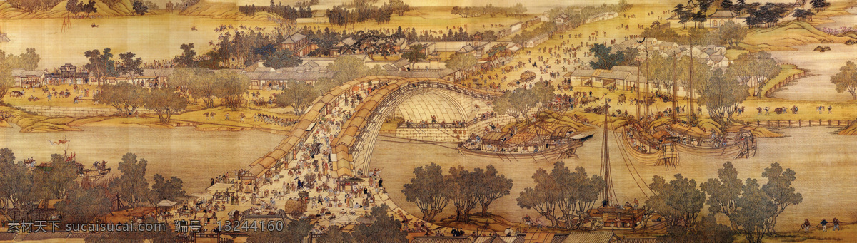 清明上河图 壁画 古画 国画 油画 十字锈 节日素材 清明节