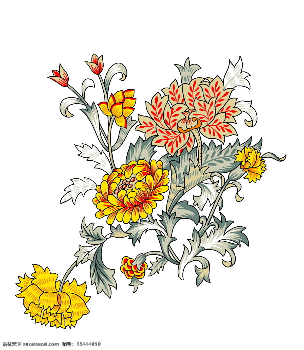 花草插图 花纹 图案 花纹图案 设计素材 花草图案 植物插图 书画美术 白色