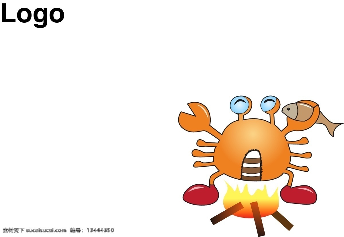 矢量图 卡通 logo 蟹捉鱼 标志图标 企业 标志