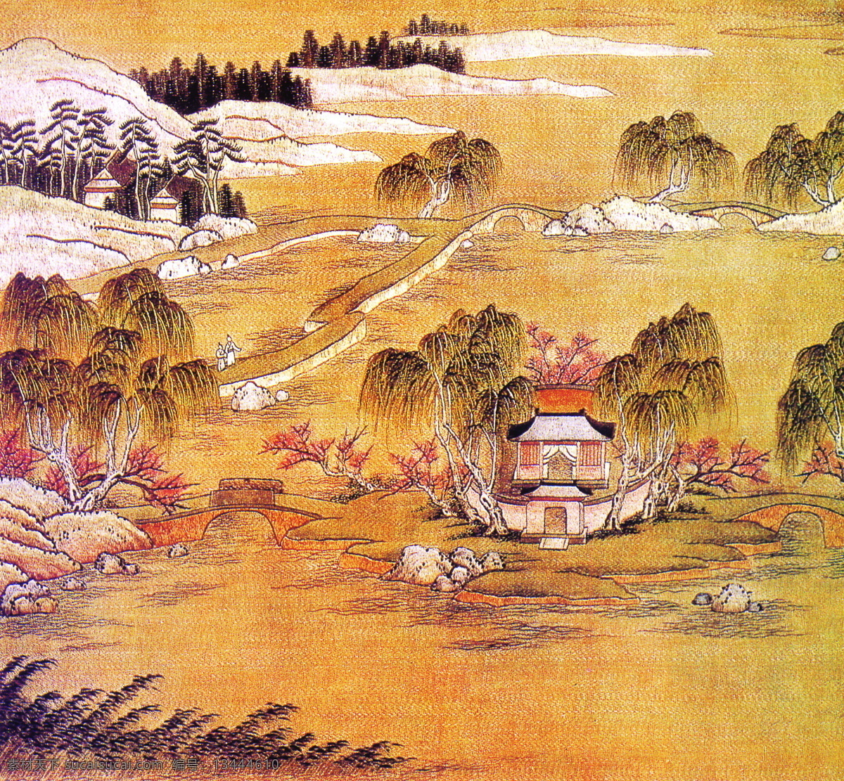 人物名画 中国 古典 藏画 中国古典藏画 设计素材 古典藏画 书画美术 黄色