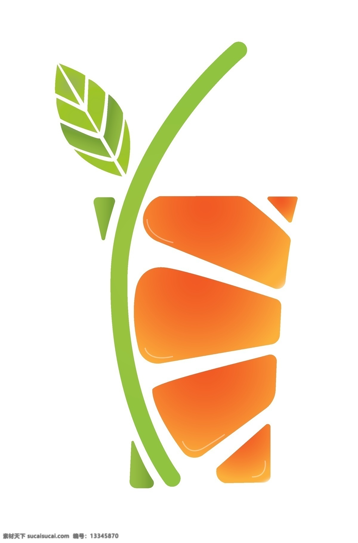 果汁 店 可爱 风 logo 立体感 橘色 绿色 餐饮