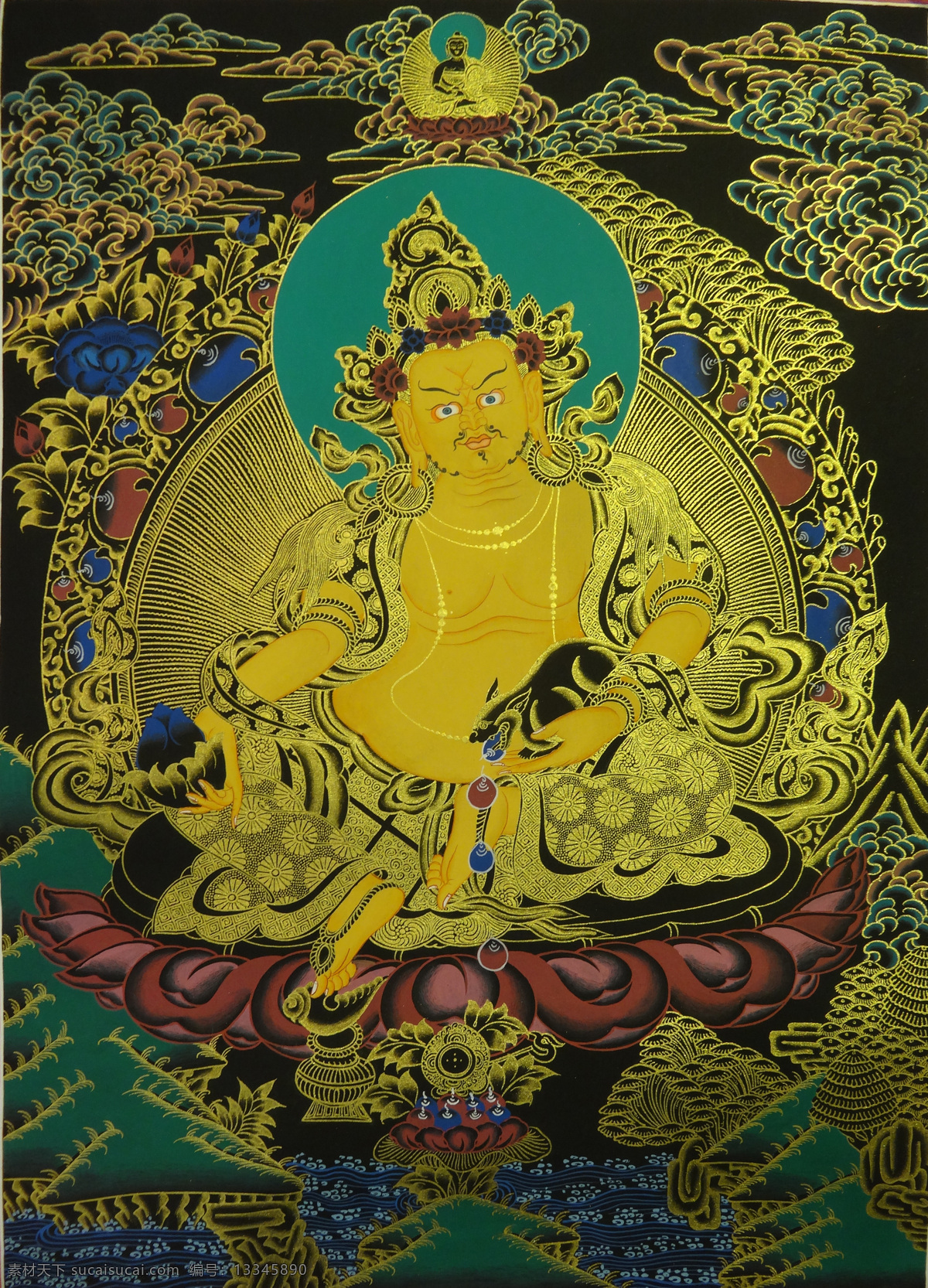 黄财神唐卡 高清 唐卡 艺术 佛教 文化艺术 美术绘画