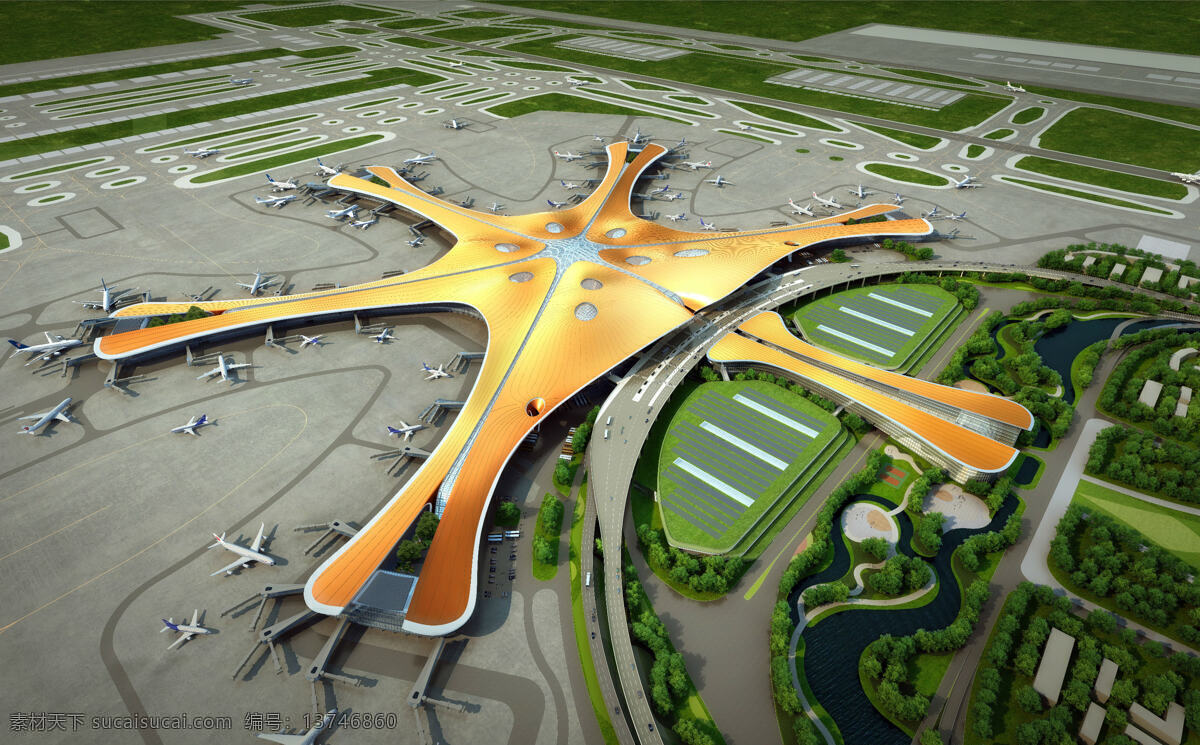 北京大兴机场 大兴机场 国际机场 首都第二机场 海星机场 世界最大 吞吐量 客运 货运 飞机 飞机场 自然景观 建筑园林