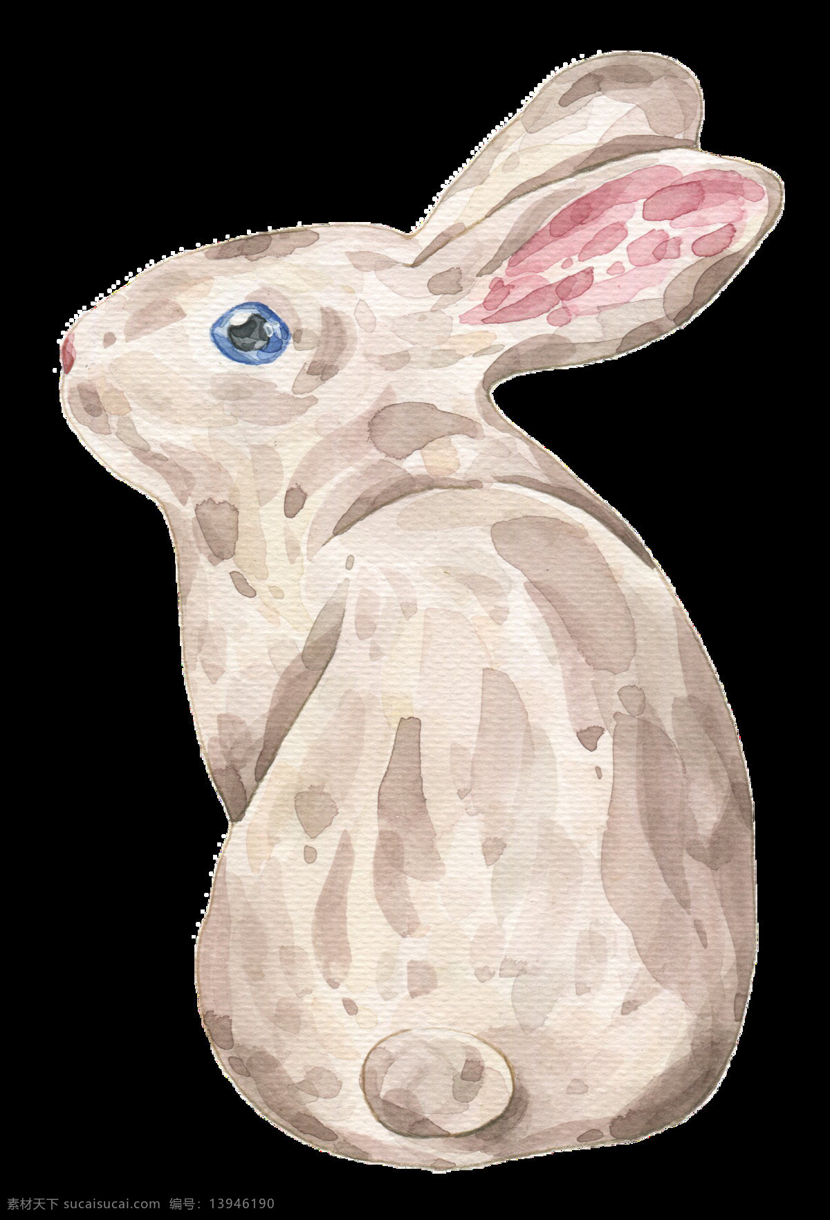 手绘 泥塑 蓝 眼睛 兔子 透明 装饰 图案 蓝眼睛 小尾巴 毛绒玩具 大耳朵