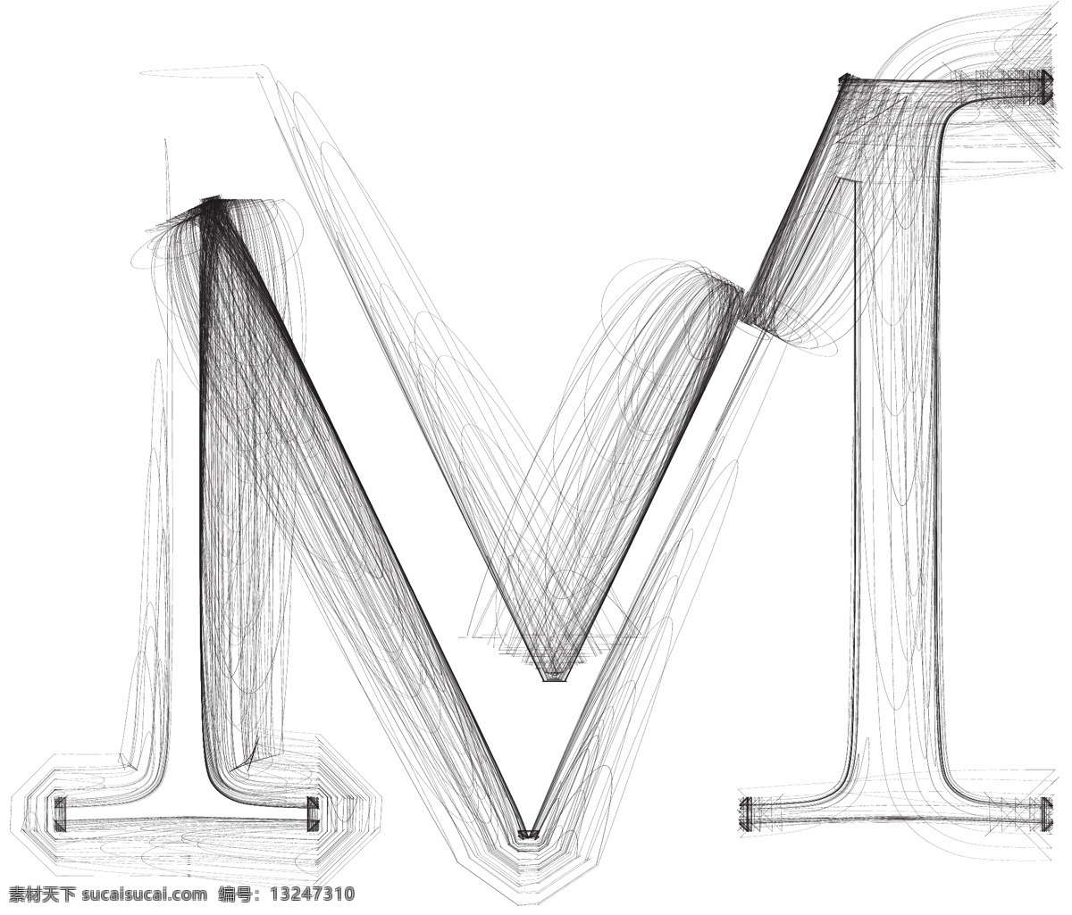 手绘 插画 矢量 字体 字母 m 矢量图 其他矢量图