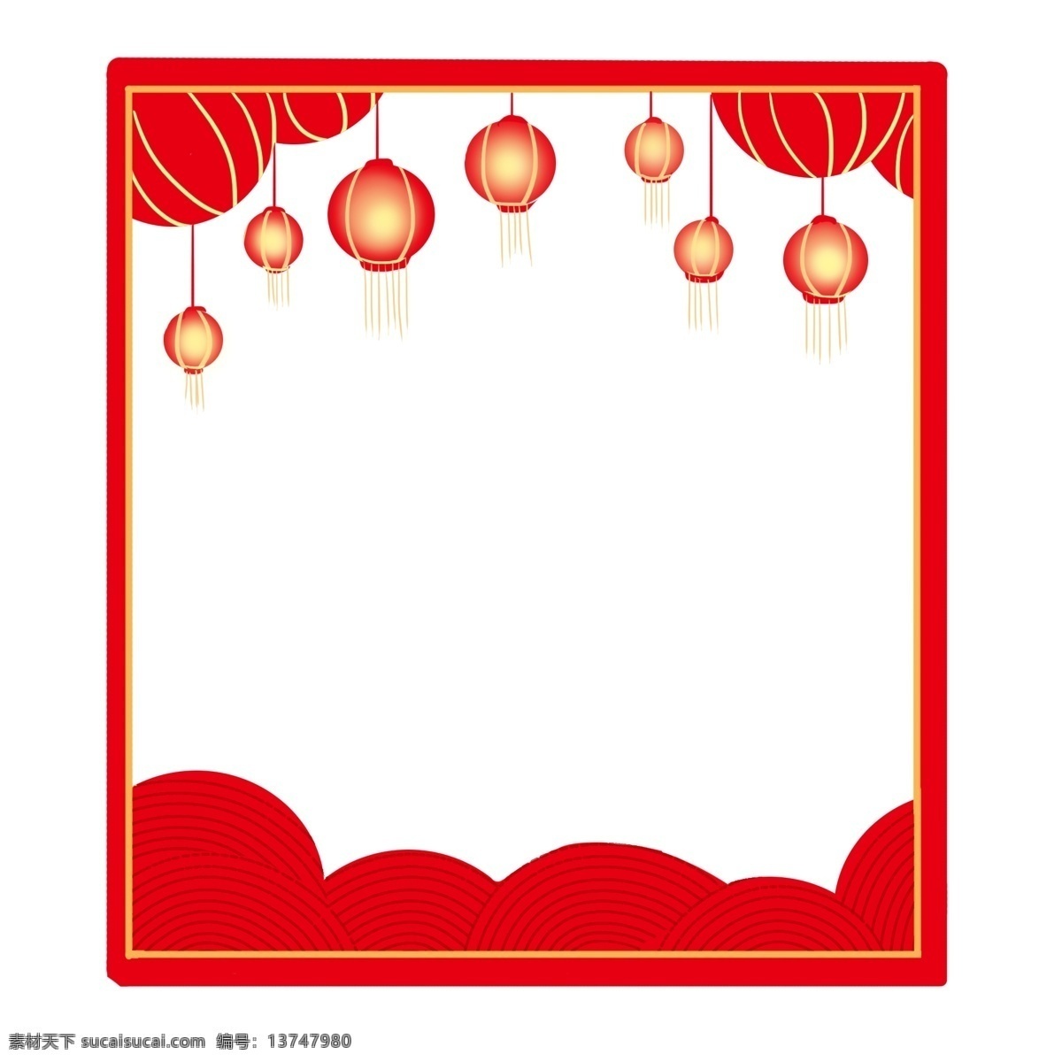 新年 灯笼 边框 插画 新年灯笼边框 红色 手绘灯笼边框 卡通灯笼边框 灯笼边框装饰 灯笼边框插画