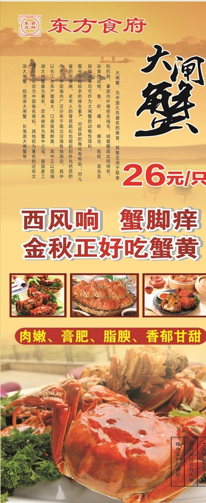 x展架 大闸蟹 东方食府 螃蟹 吃蟹好处 源文件 文化艺术 节日庆祝