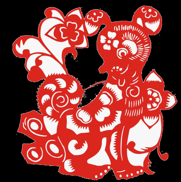 2018 狗年 剪纸 恭贺新春 恭喜发财 红色 红色剪纸 红色素材 剪纸窗花 剪纸艺术 节日素材 透明剪纸 万事如意 艺术剪纸