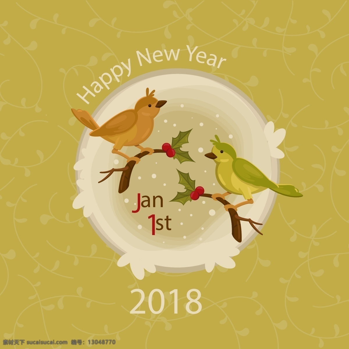 2018 新年 卡通 鸟类 元素 2018文字 2018新年 卡通元素 矢量元素 新年元素