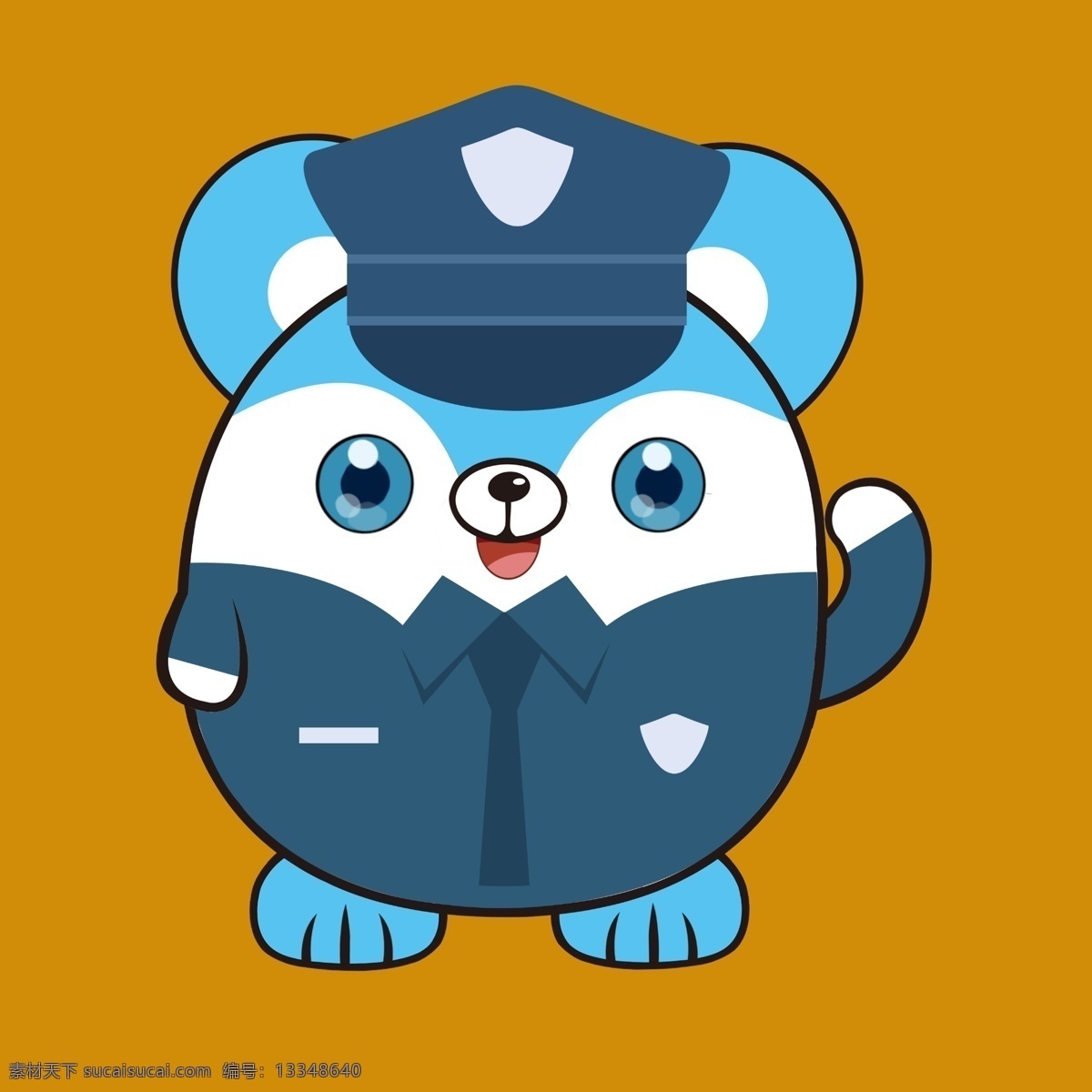 穿警服的兔子 卡通兔 蓝色眼睛 警服 警帽 嘴巴 分层