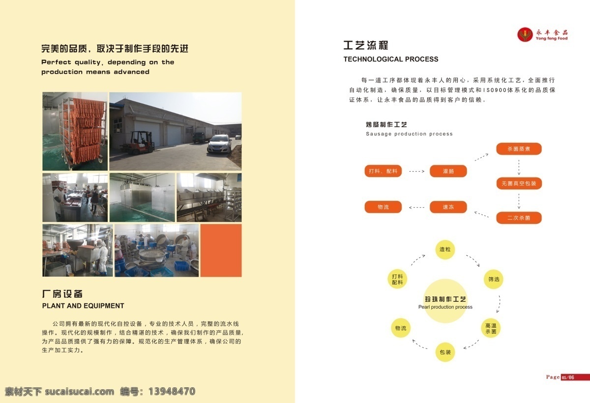 食品画册 烤肠 烧烤 珍珠 调理品 鸡排 鸡翅 脆骨 车间 流程 设备 画册设计