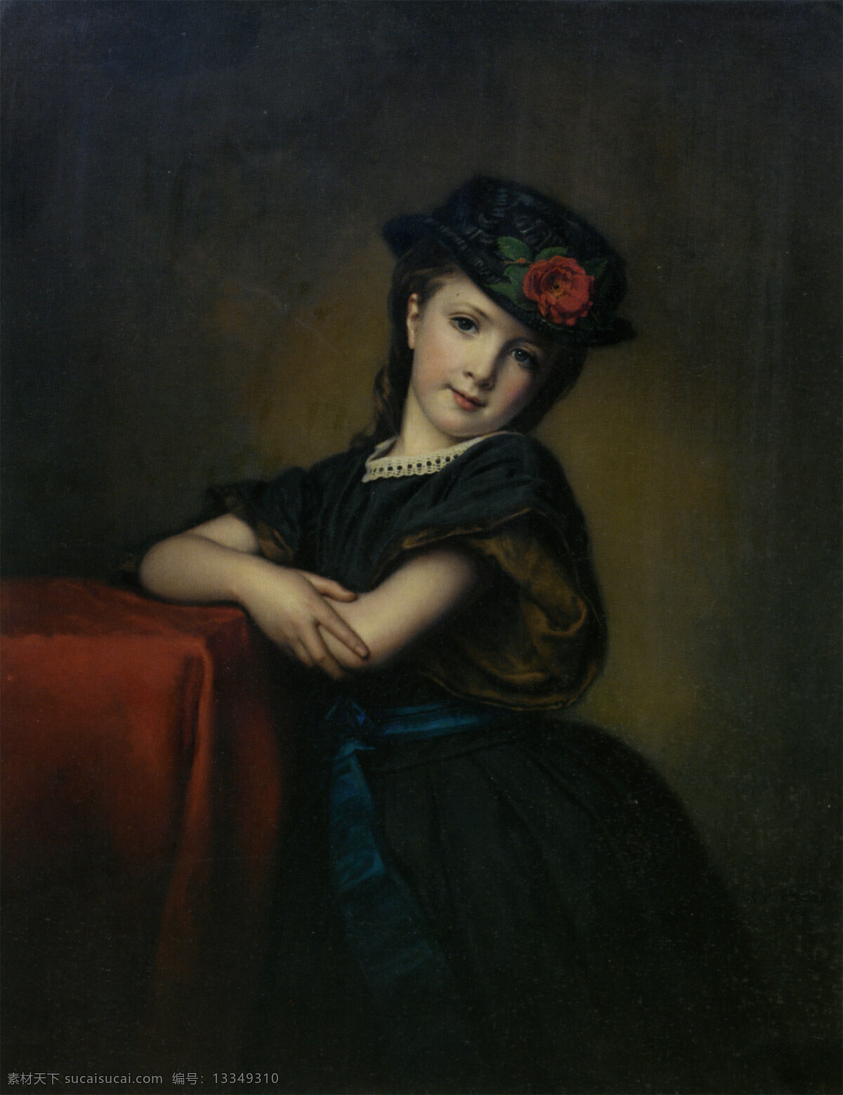 可爱的小女孩 小女孩 帽子 肖像 古典 西洋画 世界名画 绘画书法 文化艺术