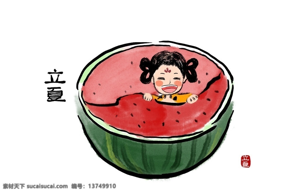 节气 少女 24节气 汉服少女 手绘 中国风 水墨 古典 二十四节气 印刷品 文化艺术 传统文化