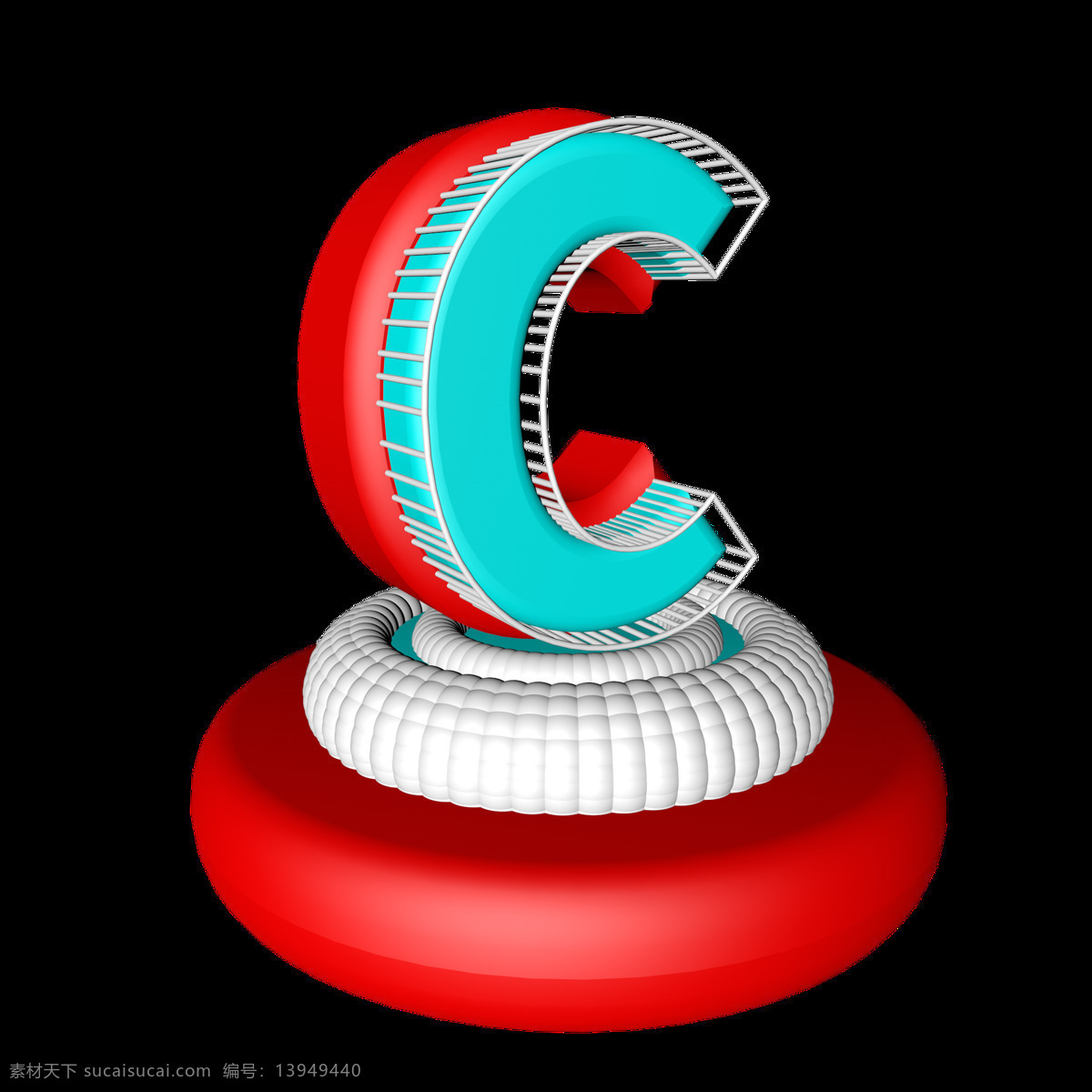 c4d 红色 立体 海报 字母 元素 c 形状 建模