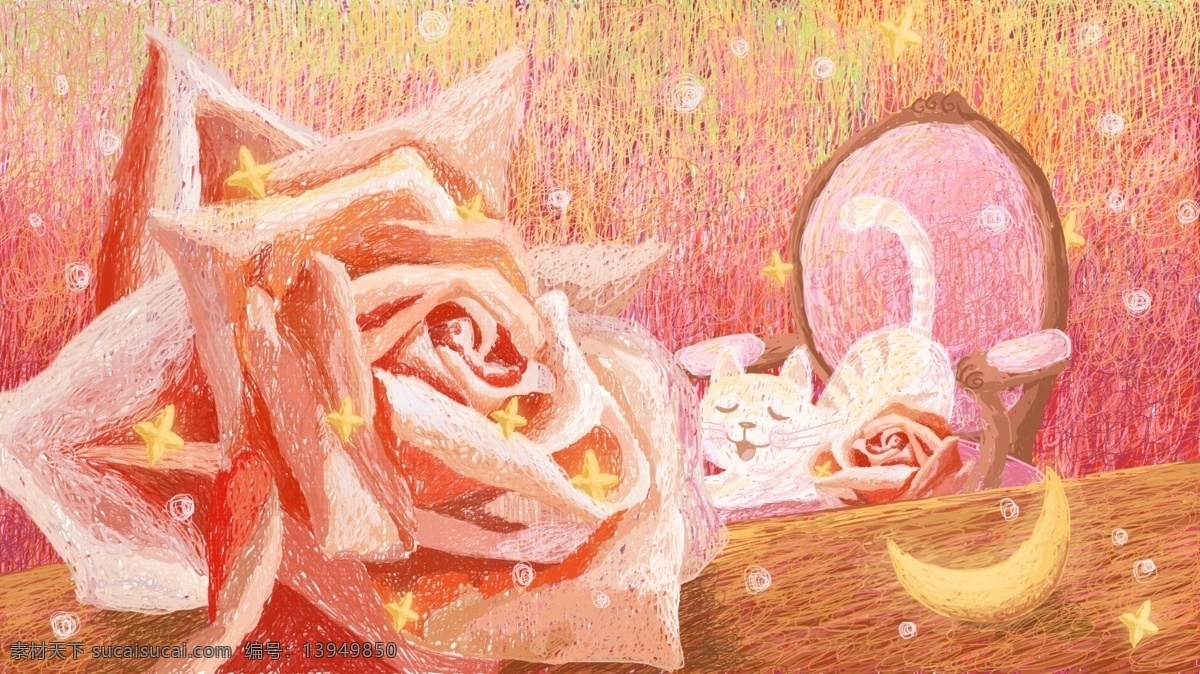 原创 手绘 插画 治愈 系 线圈 画 猫 玫瑰 动物 月亮 唯美 手绘插画 治愈系 线圈画 花 椅子