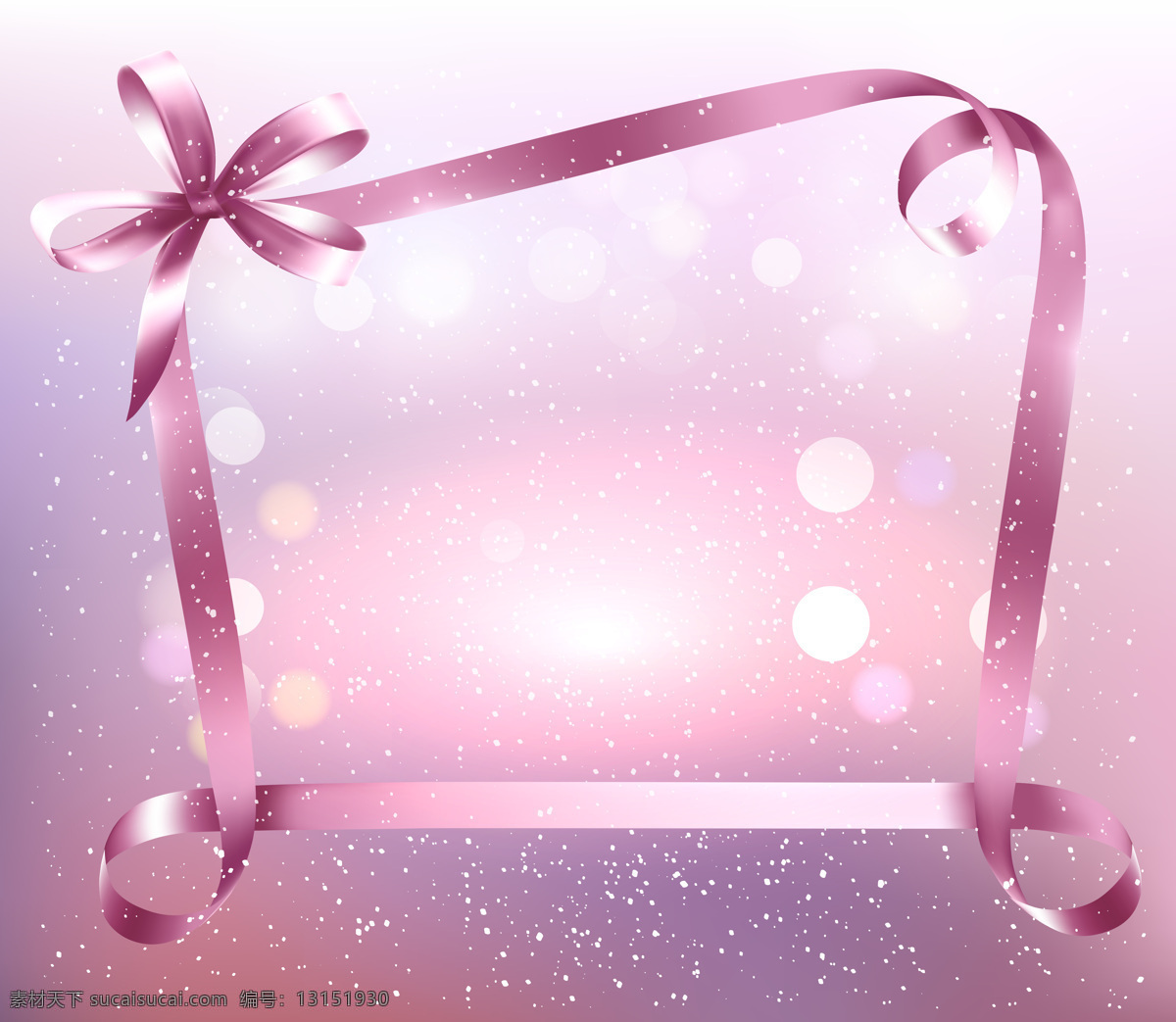 浪漫 粉色 光斑 背景 丝带 蝴蝶结 雪花 圣诞节