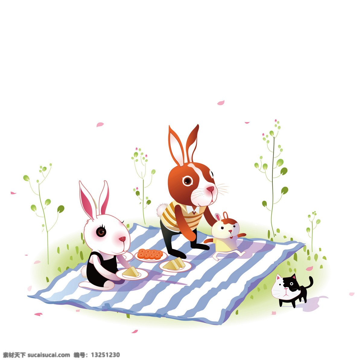 插画 动漫动画 家庭 郊游 卡通 卡通兔 可爱 漫画 兔 设计素材 模板下载 兔子 兔年 生肖 野餐 插画集