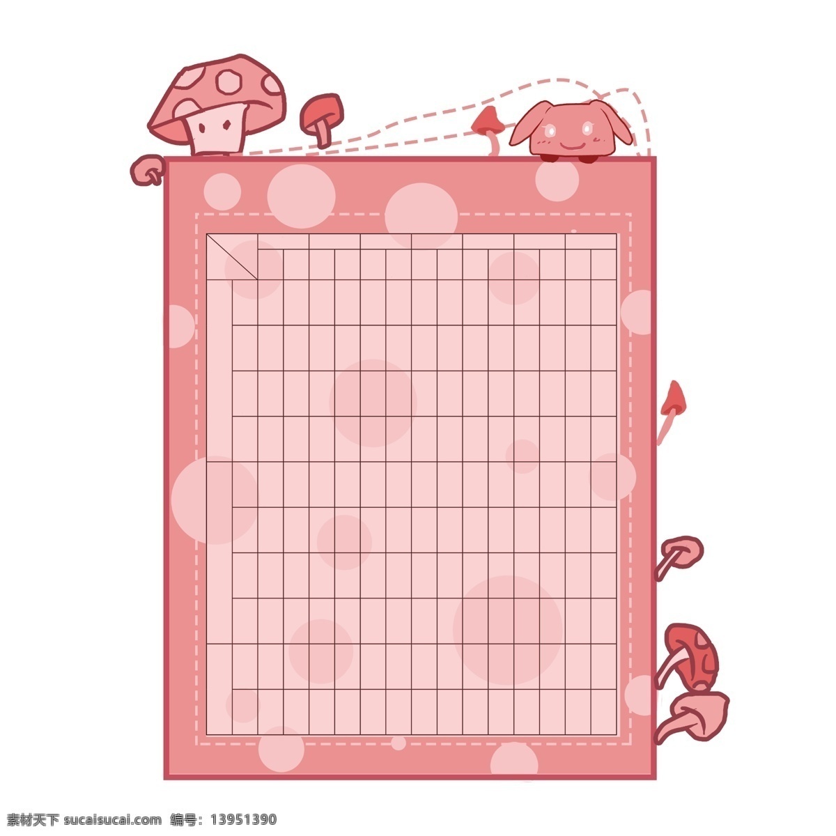 红色 小 物 表格 插画 红色的表格 卡通表格插画 动物装饰 卡通蘑菇装饰 课程表 精美