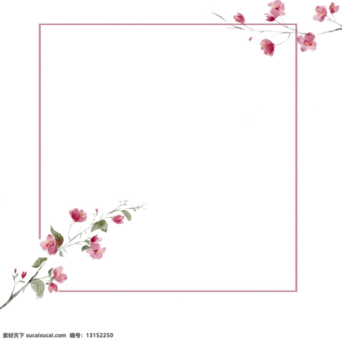 古风 边框 水墨 花朵 牡丹花 清新自然 简约 小清新 手绘水墨 banner