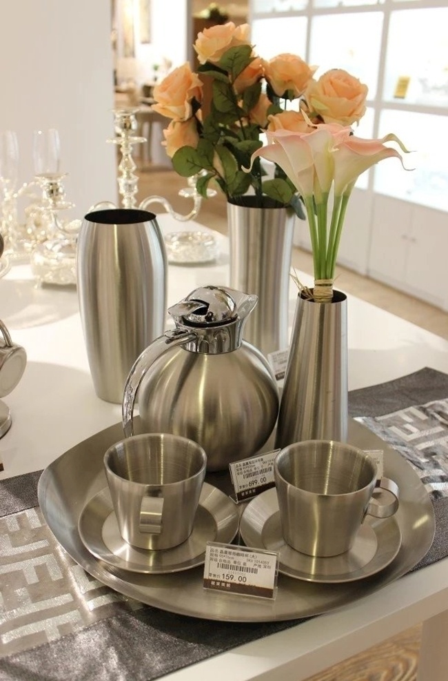餐桌 摆件 茶具 花艺 花瓶 不锈钢 餐具 文化艺术