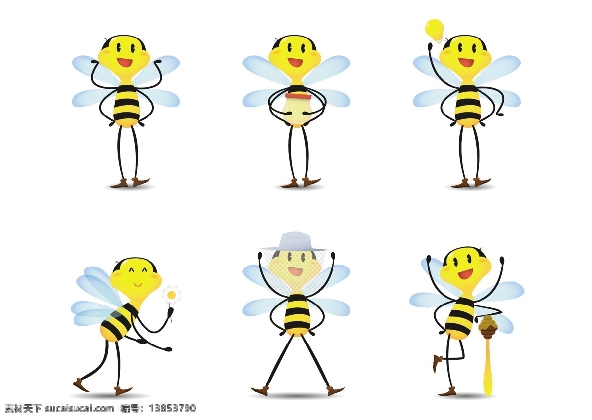 卡通蜜蜂 蜜蜂 可爱卡通蜜蜂 可爱蜜蜂 矢量蜜蜂 昆虫 白色