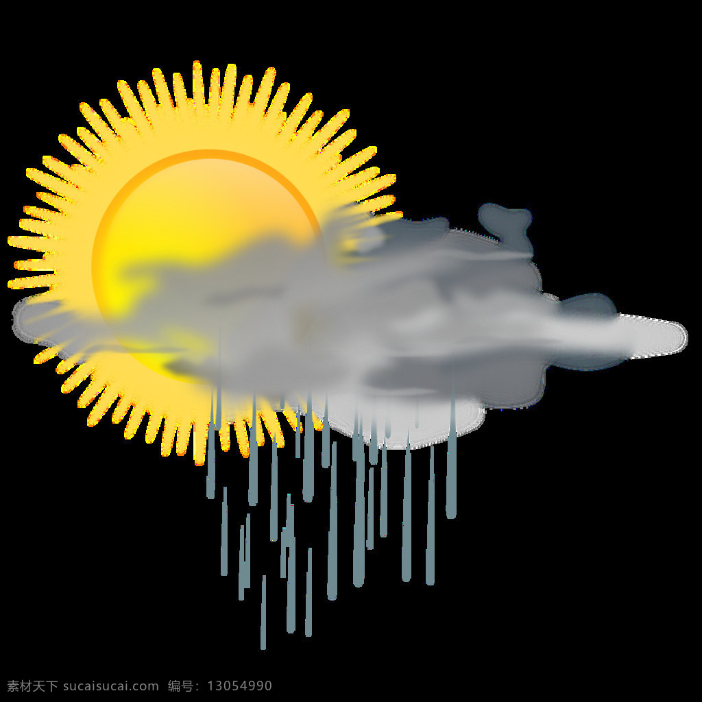 天气 图标 太阳雨 太阳 雨 云 下雨的 插画集