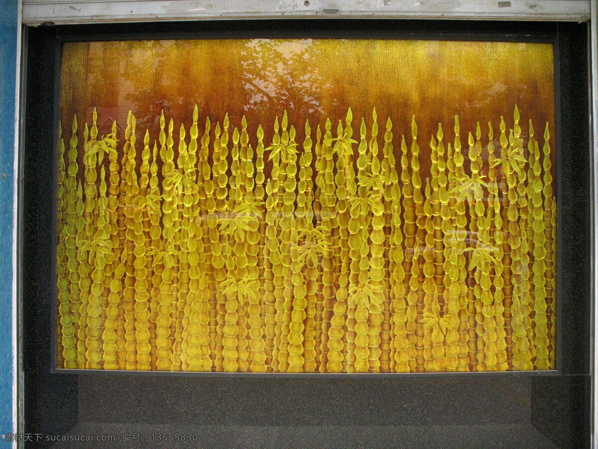 佛肚竹 装饰画 装饰 橱窗 金黄色 橱窗设计 橱窗展示 美术绘画 文化艺术