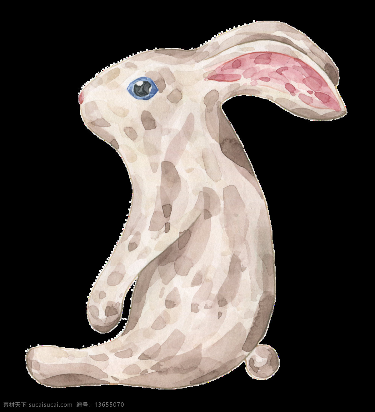 手绘 端坐 萌 兔 装饰 图案 蓝眼睛 坐着的兔子 月月兔 月兔 兔子