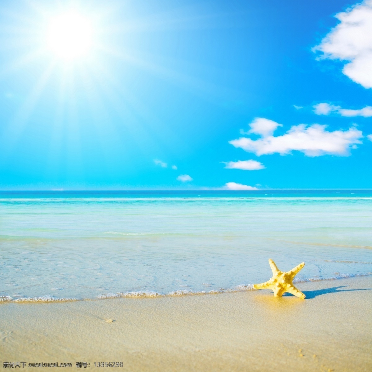 沙滩 海星 素材图片 白云 大海 海水 天空 阳光 自然风光 休闲旅游 热带风光 大海图片 风景图片