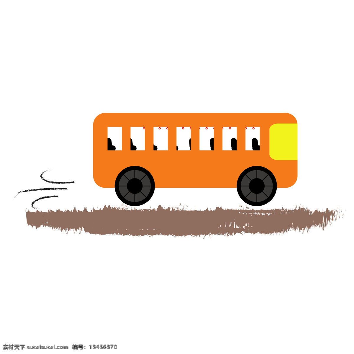 公交车 大巴车 客车 校车 卡通 插画 橙色系 标志图标 其他图标