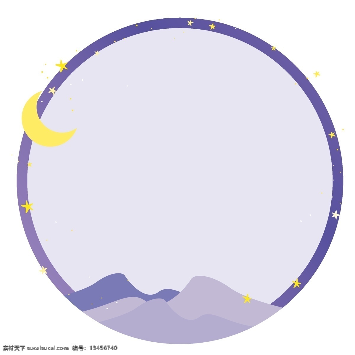 儿童节 童话 星空 蓝色 渐变 边框 梦幻 夜空 群山 童话世界 月牙 星星 星光 可爱 唯美
