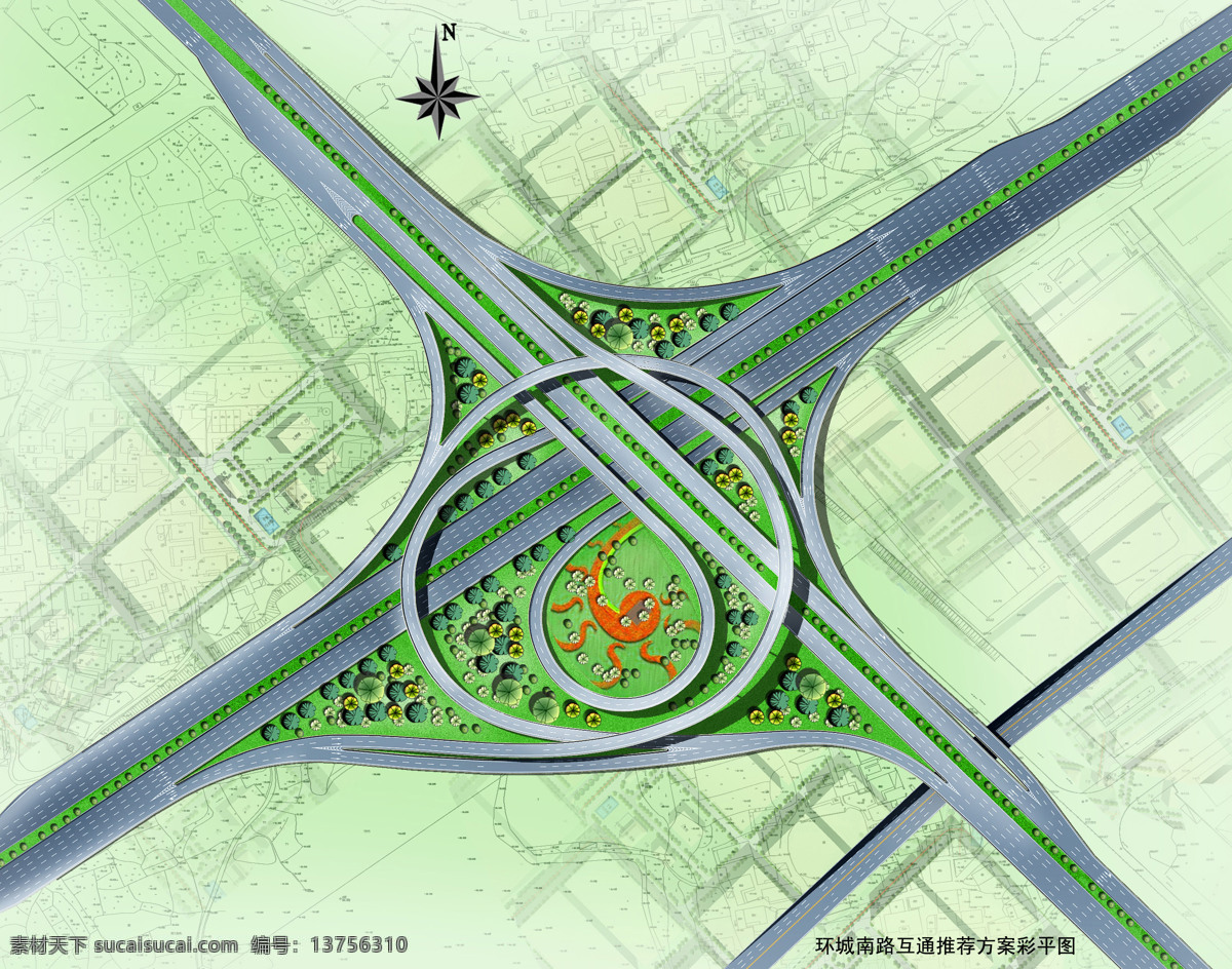 互通 立交 公路 环境设计 平面 效果图 市政 施工图纸 cad素材 建筑图纸
