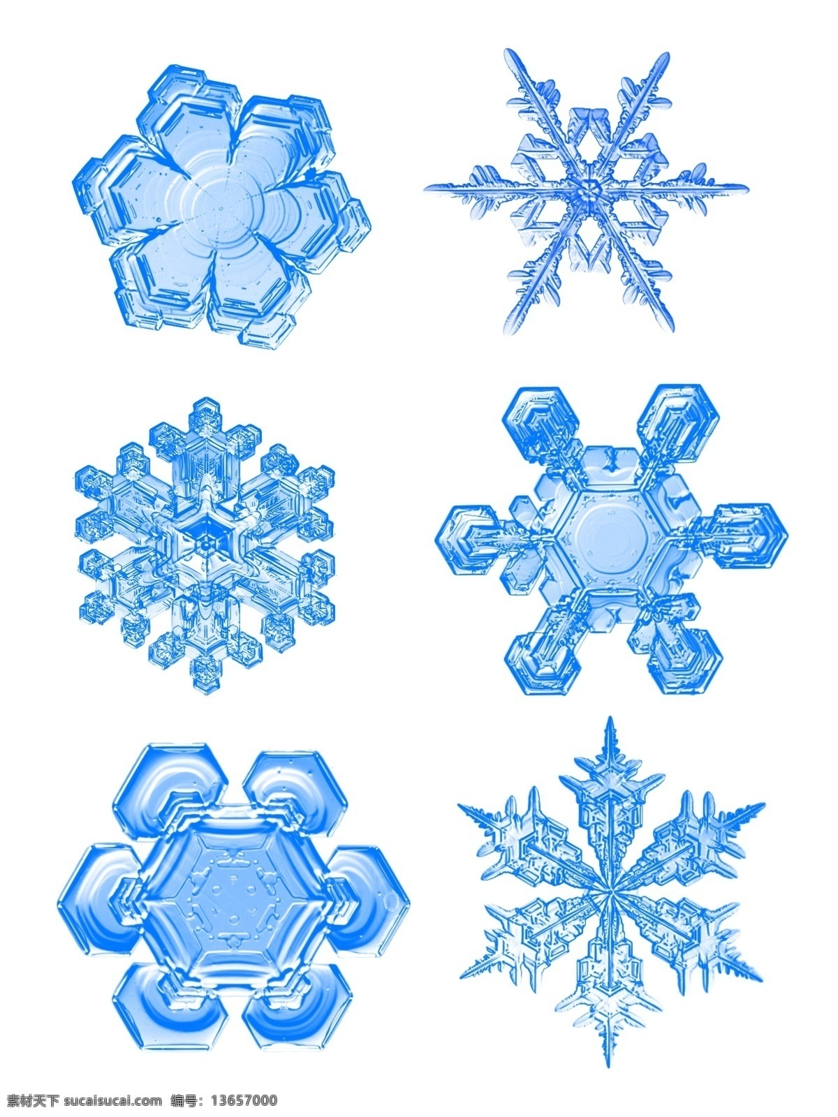 六 款 冰冻 雪花 商用 冬天 雪花元素 雪花素材 雪花形状