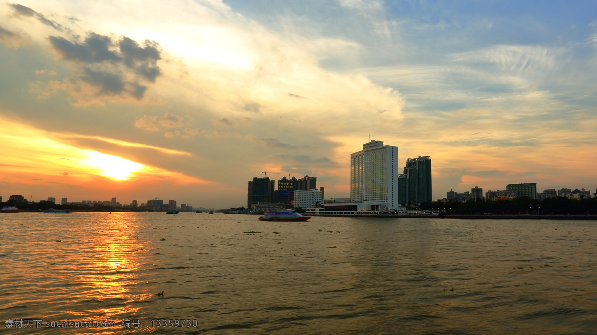 广州 白鹅 潭 晚霞 风景