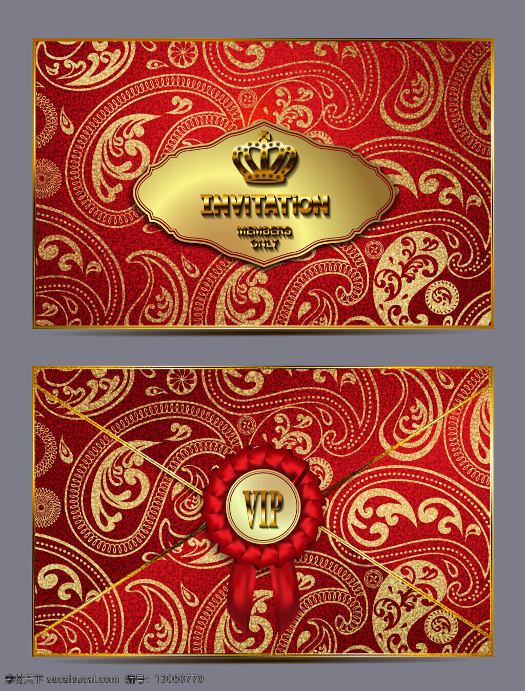 红色 艺术 时尚 pvc 卡 pvc卡 贵宾卡 会员 金色花纹