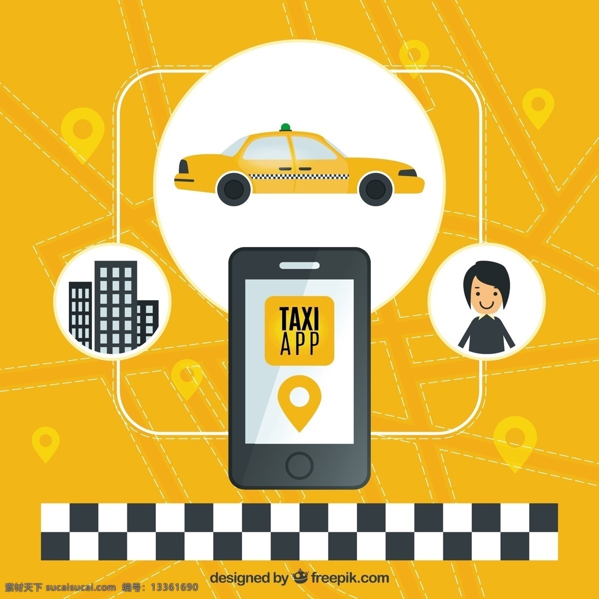 出租车 应用 黄色 背景 汽车 旅行 技术 移动 运输 应用程序 图表 技术背景 服务 城市 交通 全球定位系统 交通运输 移动应用 车辆